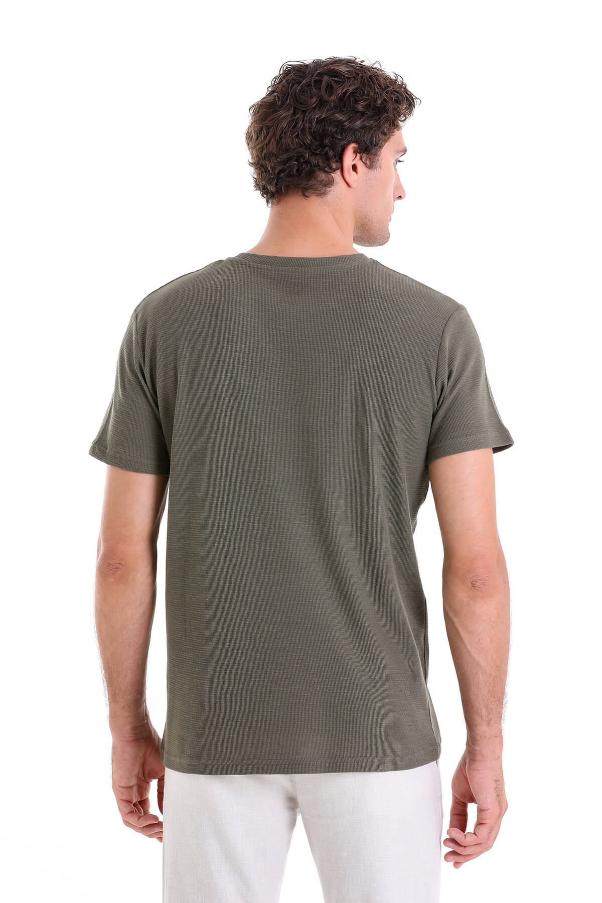 Regular Fit Khaki Cotton Crew Neck T-Shirt - MIB