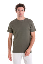 Regular Fit Khaki Cotton Crew Neck T-Shirt - MIB