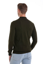 Regular Fit Khaki Mock Neck Sweater - MIB