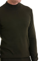 Regular Fit Khaki Mock Neck Sweater - MIB