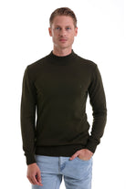 Regular Fit Khaki Mock Neck Sweater - MIB