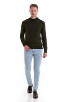 Regular Fit Khaki Mock Neck Sweater - MIB