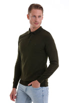 Regular Fit Khaki Polo Sweater - MIB