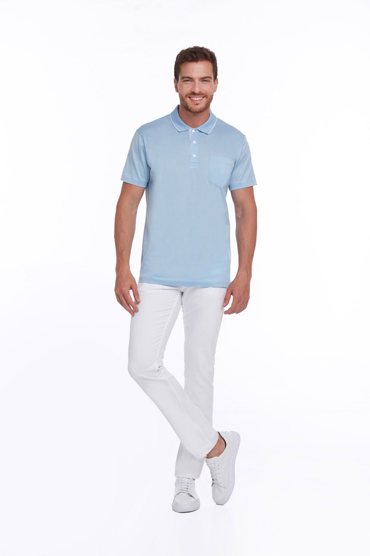 Regular Fit Light Blue 100% Cotton Polo T-Shirt - MIB