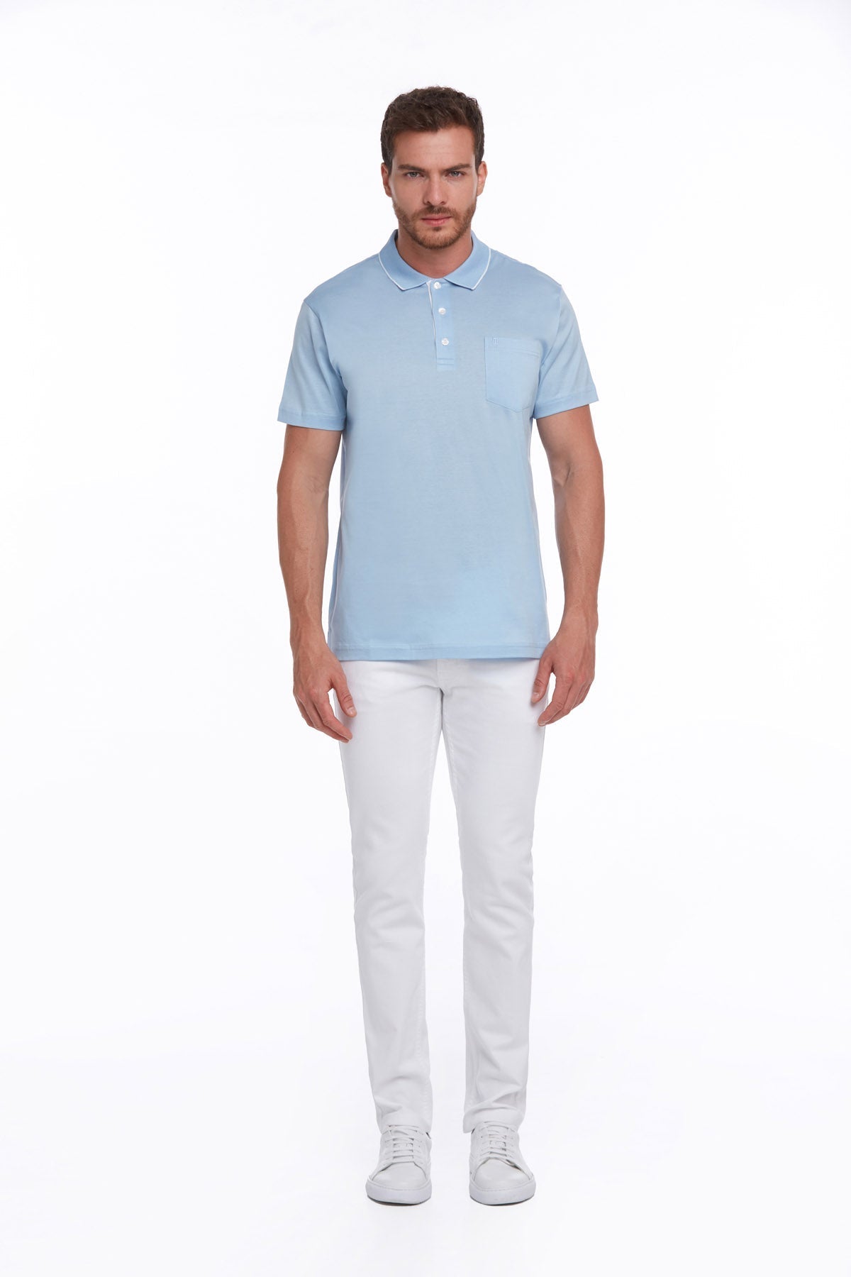 Regular Fit Light Blue 100% Cotton Polo T-Shirt - MIB