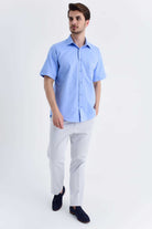 Regular Fit Light Blue Cotton Dress Shirt - MIB