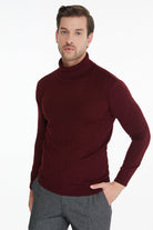 Regular Fit Light Burgundy Turtleneck Sweater - MIB