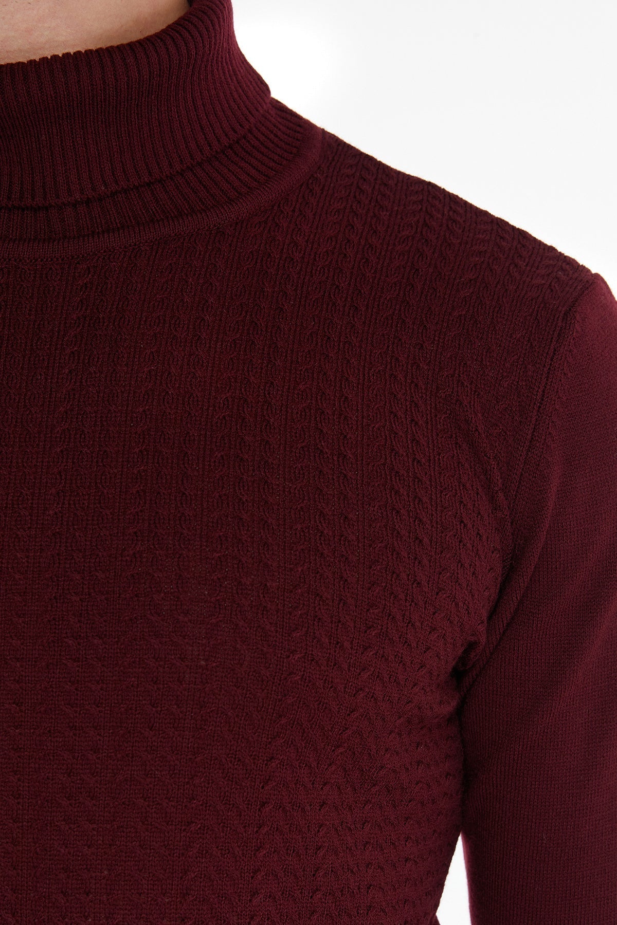 Regular Fit Light Burgundy Turtleneck Sweater - MIB