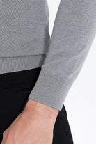 Regular Fit Light Gray Cotton Blend Mock Neck Sweater