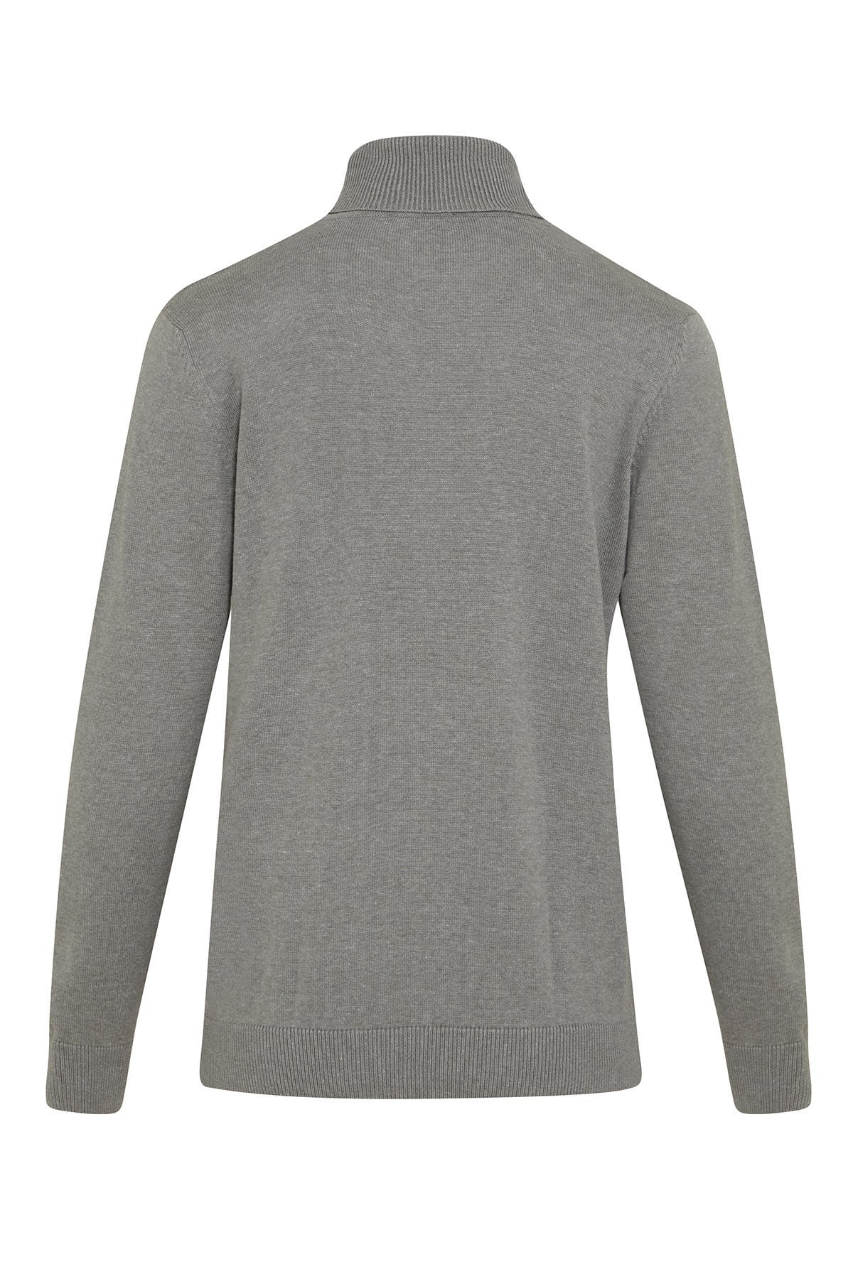 Regular Fit Light Gray Cotton Blend Turtleneck Sweater