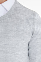 Regular Fit Light Gray V-Neck Sweater - MIB