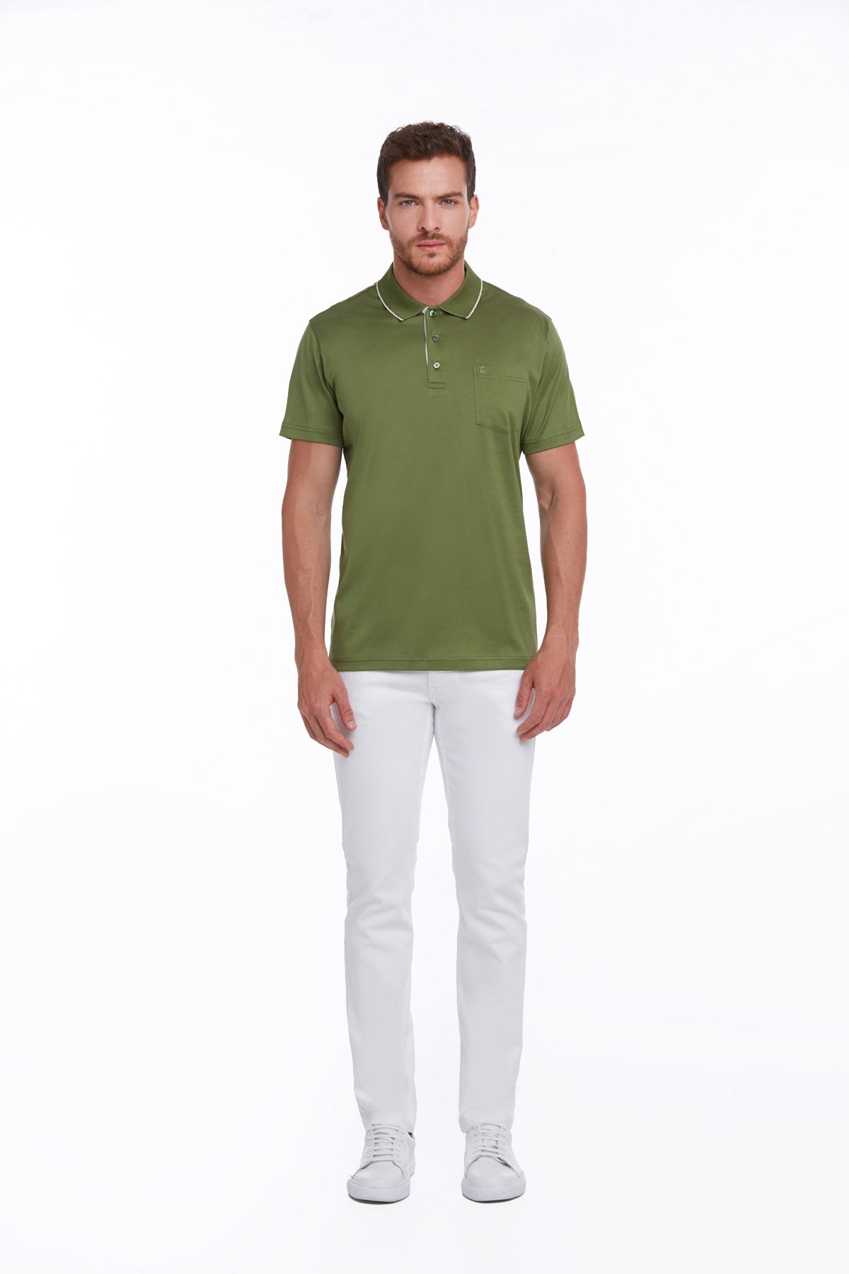 Regular Fit Light Green Basic Cotton Polo T-Shirt - MIB