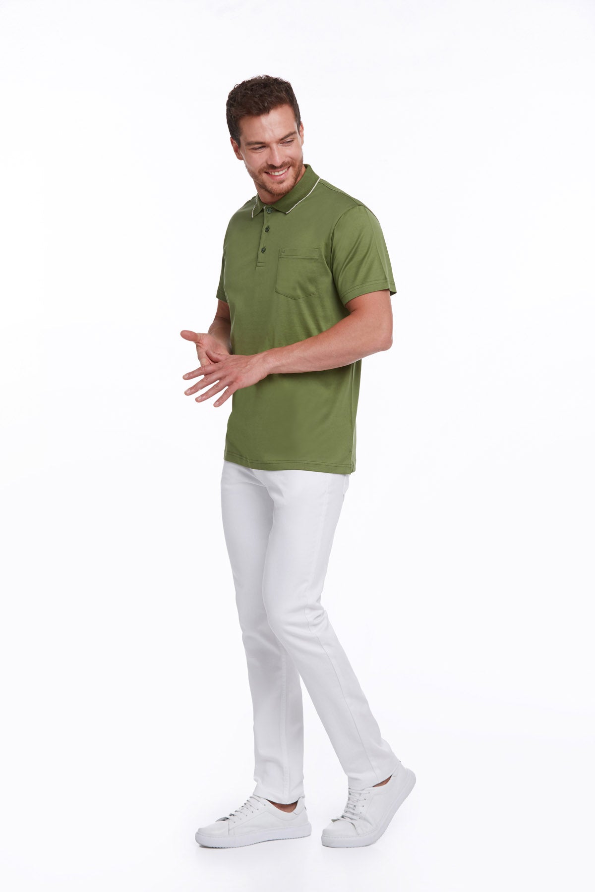 Regular Fit Light Green Basic Cotton Polo T-Shirt - MIB