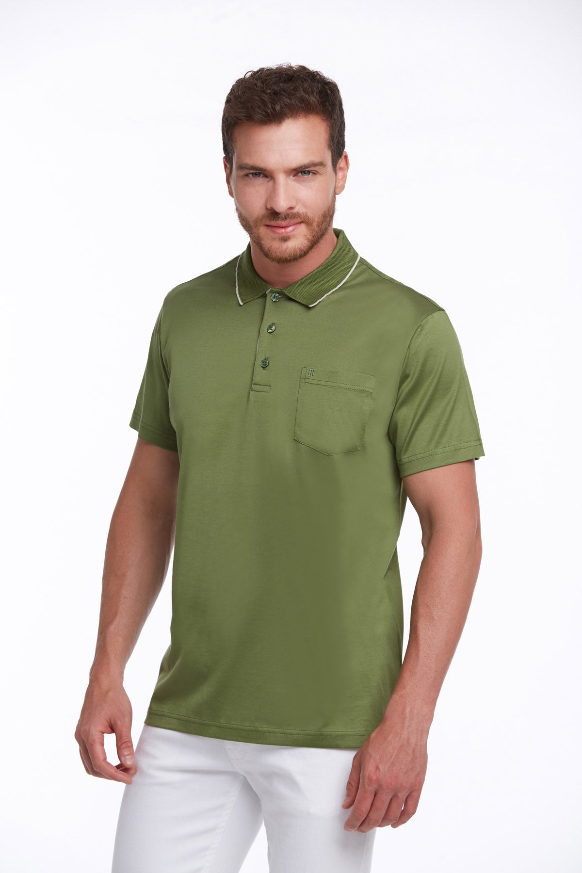 Regular Fit Light Green Basic Cotton Polo T-Shirt - MIB