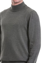 Regular Fit Light Khaki Cotton Blend Mock Neck Sweater