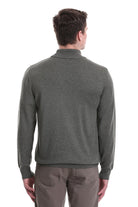 Regular Fit Light Khaki Cotton Blend Mock Neck Sweater