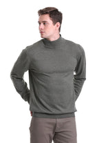 Regular Fit Light Khaki Cotton Blend Mock Neck Sweater