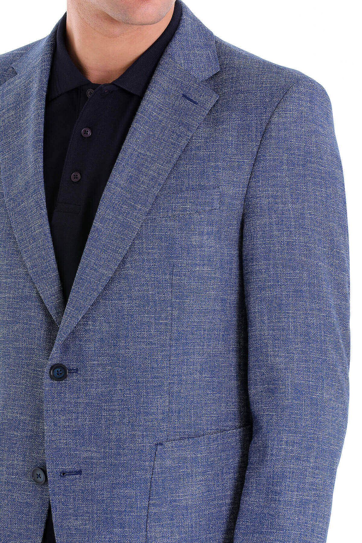 Regular Fit Light Navy Notch Lapel Classic Blazer - SAYKI