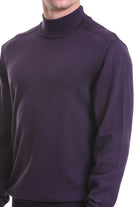 Regular Fit Light Purple Cotton Blend Mock Neck Sweater