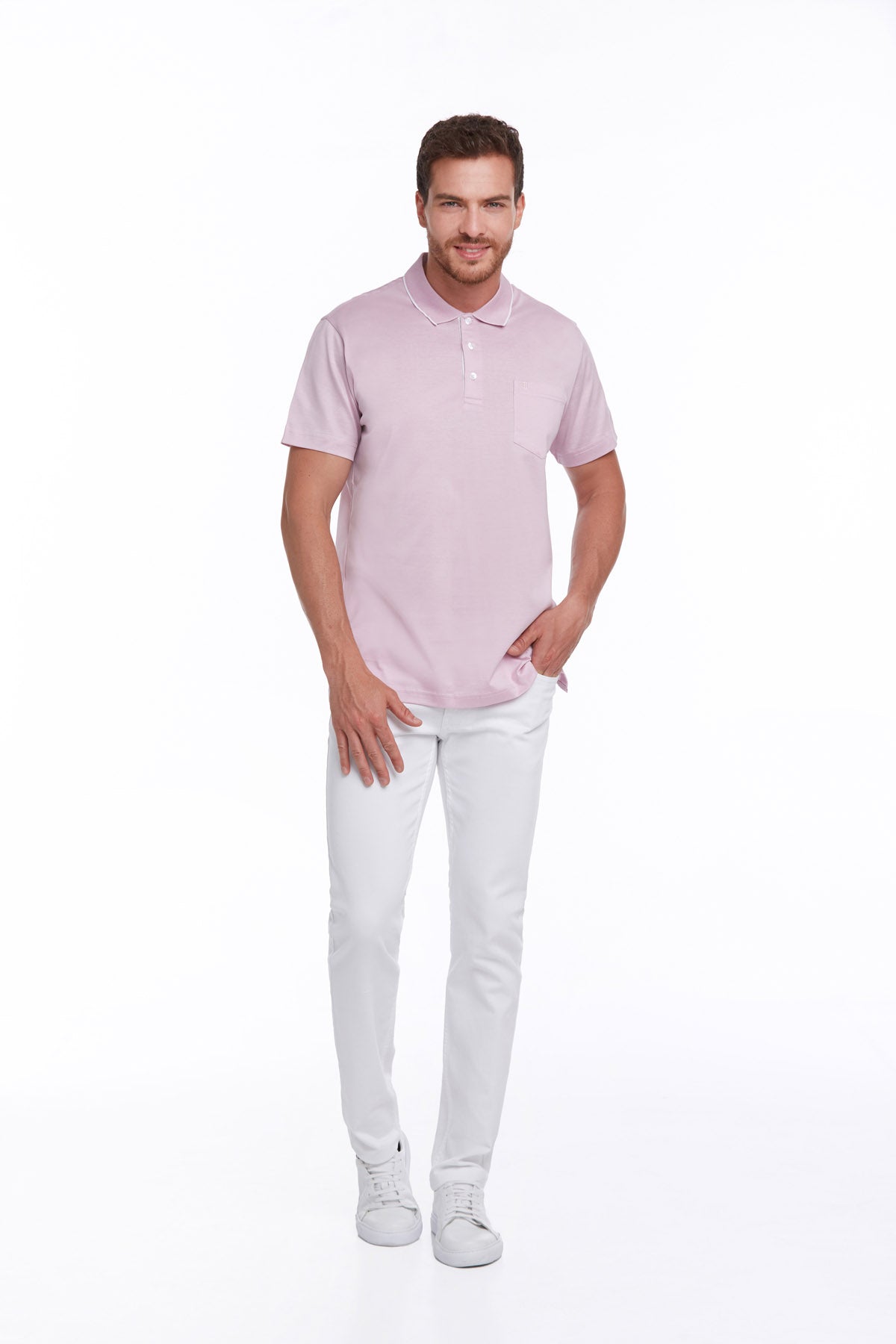 Regular Fit Lilac Basic 100% Cotton Polo T-Shirt - MIB