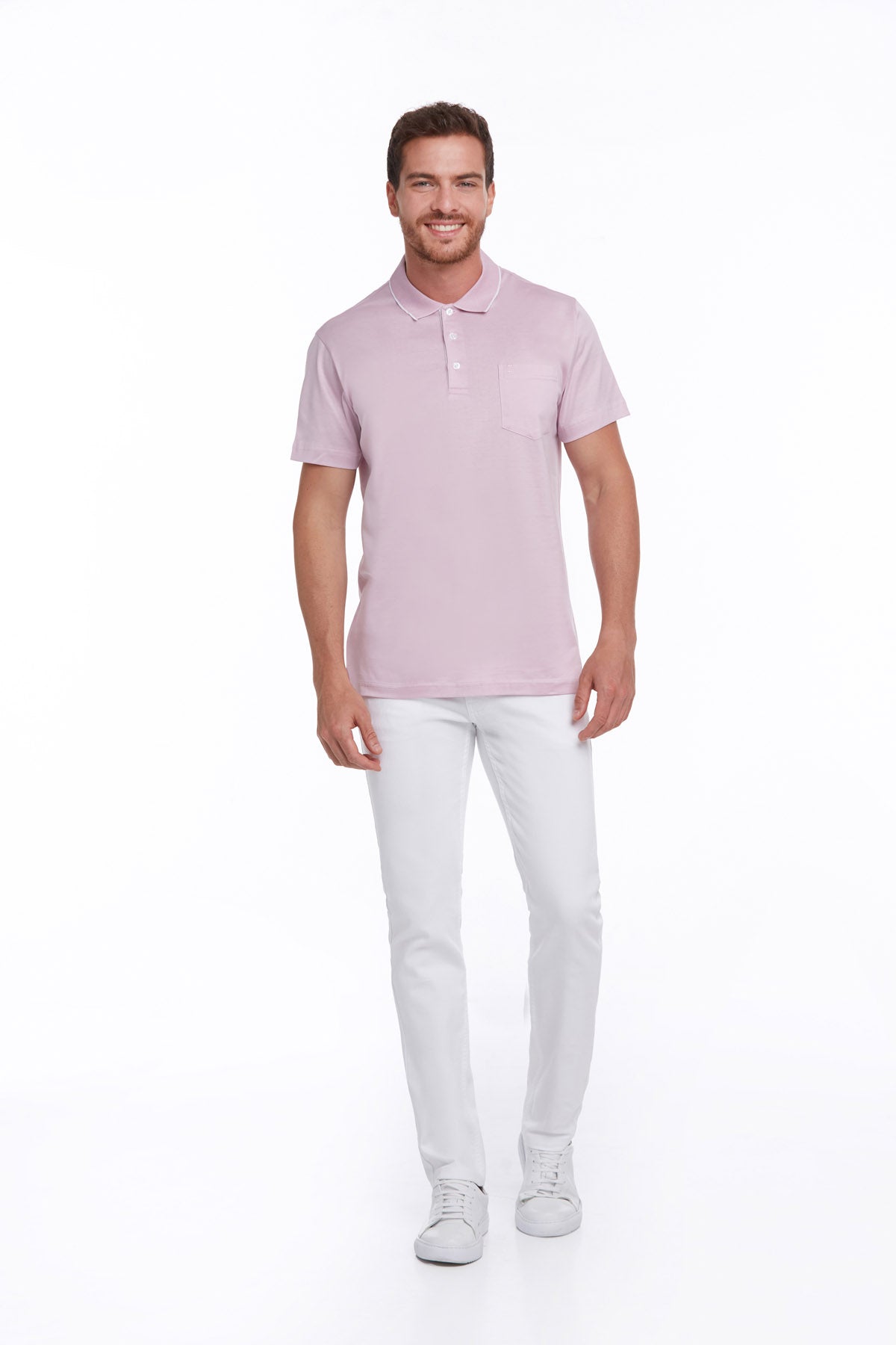 Regular Fit Lilac Basic 100% Cotton Polo T-Shirt - MIB