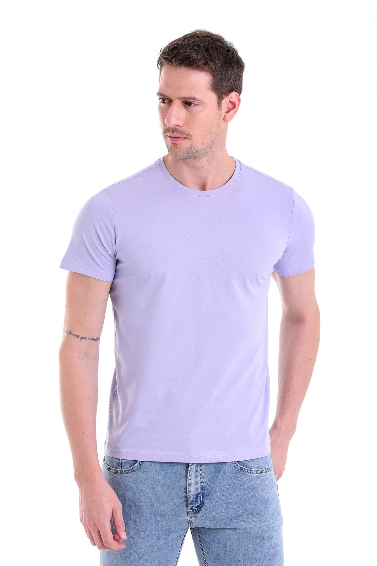 Regular Fit Lilac Basic Cotton Crew Neck T-Shirt - MIB