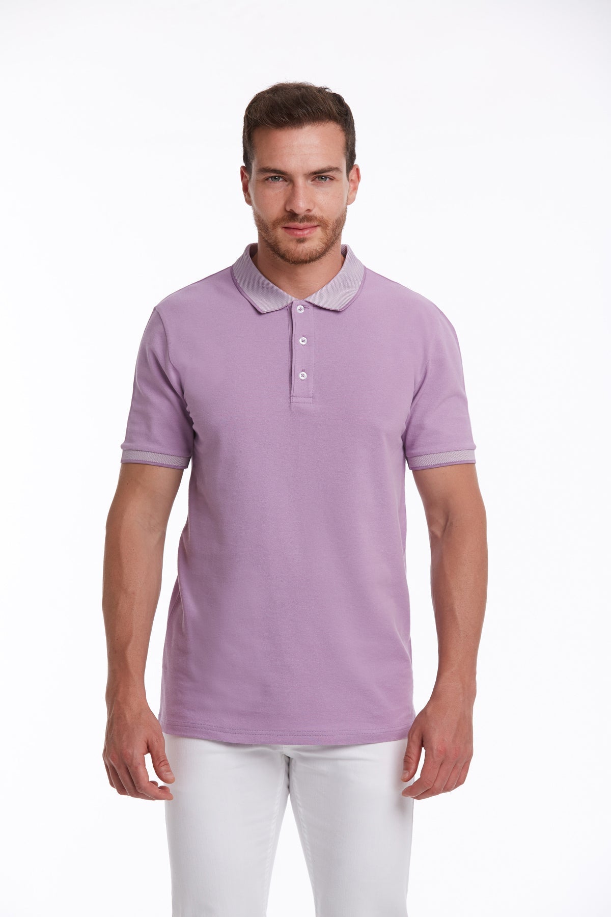 Regular Fit Lilac Basic Cotton Polo T-Shirt - MIB