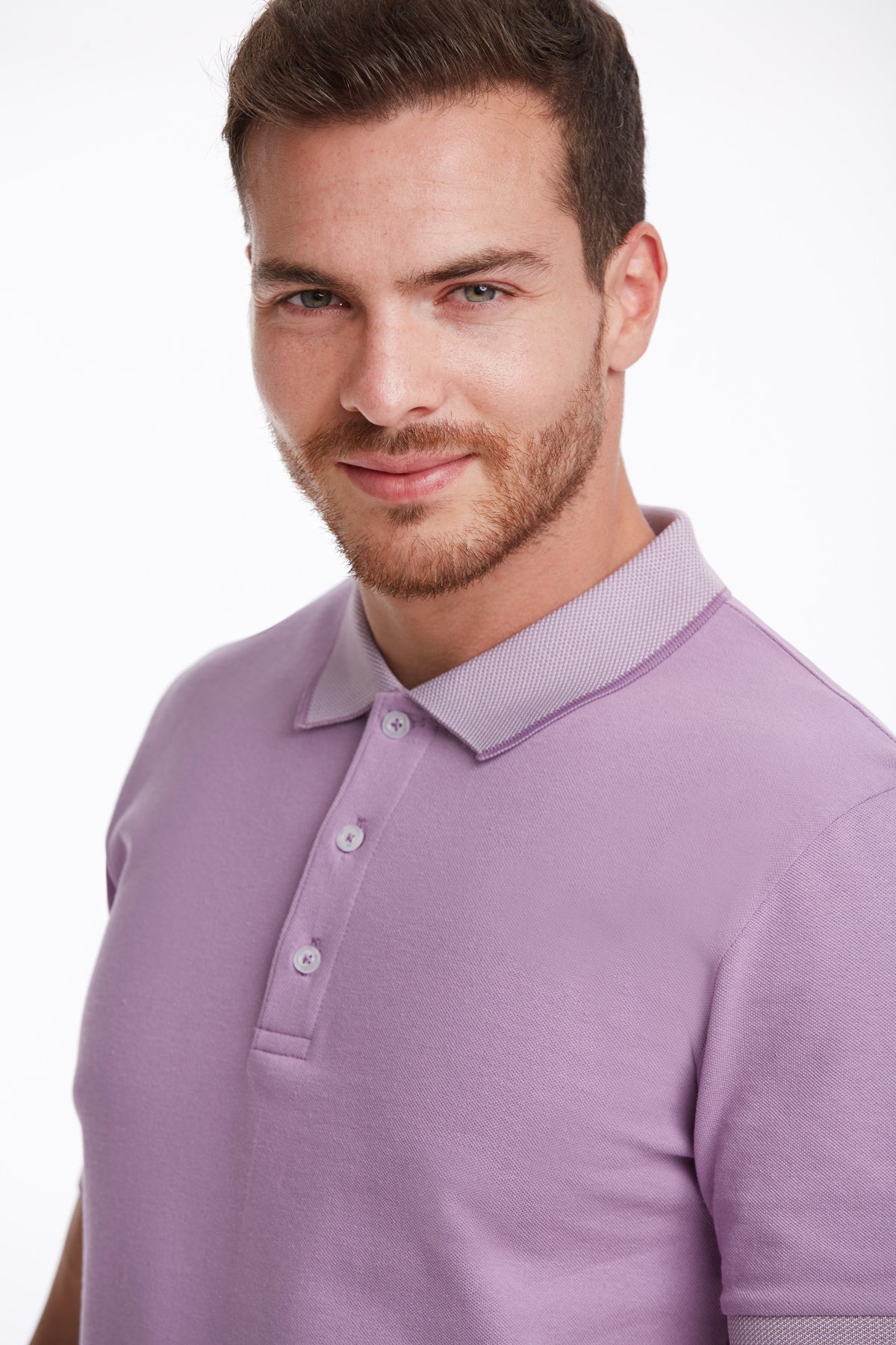 Regular Fit Lilac Basic Cotton Polo T-Shirt - MIB