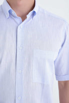 Regular Fit Linen & Cotton Blend Ice Blue Casual Shirt - MIB