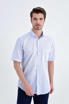 Regular Fit Linen & Cotton Blend Ice Blue Casual Shirt - MIB