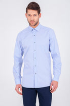 Regular Fit Long Sleeve 100% Cotton Light Blue Casual Shirt