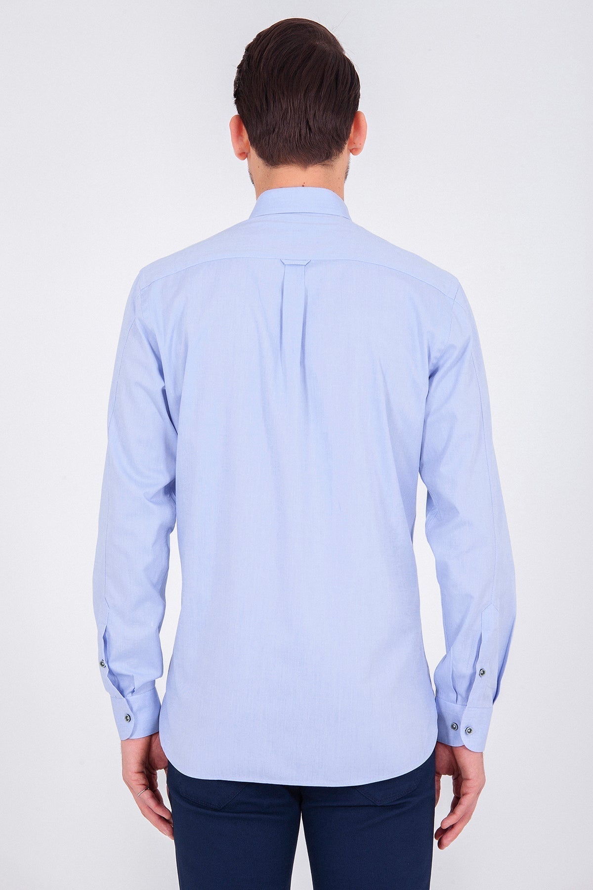 Regular Fit Long Sleeve 100% Cotton Light Blue Casual Shirt