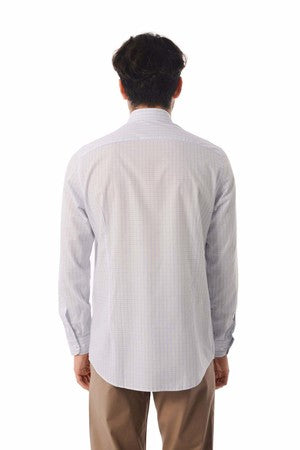 Regular Fit Long Sleeve Checked Cotton Dress Shirt Blue K.