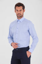 Regular Fit Long Sleeve Checked Cotton Dress Shirt Light