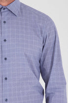 Regular Fit Long Sleeve Checked Cotton Dress Shirt Navy K.