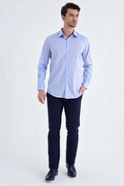 Regular Fit Long Sleeve Cotton Blend Light Blue Dress Shirt