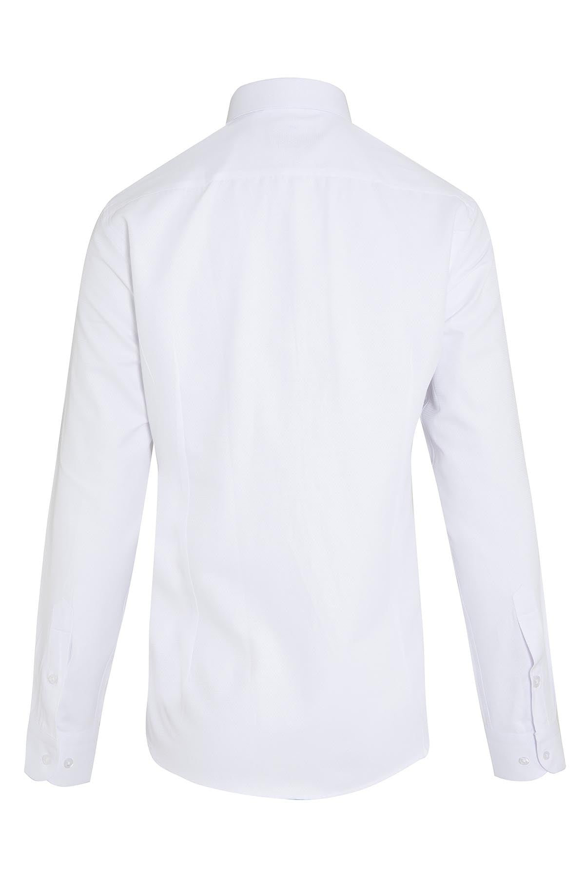 Regular Fit Long Sleeve Cotton Blend White Dress Shirt - MIB