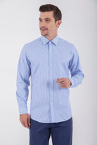 Regular Fit Long Sleeve Cotton Blue Dress Shirt - MIB