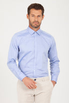 Regular Fit Long Sleeve Cotton Dark Blue Dress Shirt - MIB