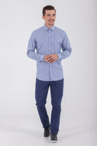 Regular Fit Long Sleeve Cotton Navy Dress Shirt - MIB