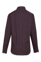 Regular Fit Long Sleeve Plaid Cotton Brown Casual Shirt