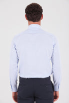 Regular Fit Long Sleeve Plain Cotton Blend Dress Shirt Ice