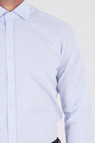 Regular Fit Long Sleeve Plain Cotton Blend Dress Shirt Ice