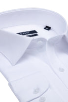 Regular Fit Long Sleeve Plain Cotton White Dress Shirt - MIB