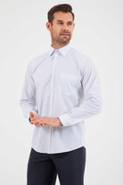 Regular Fit Long Sleeve Printed Cotton Blend Dress Shirt