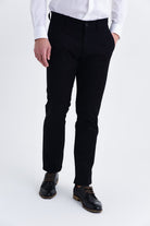 Regular Fit Low Waist Black Cotton Casual Pants - MIB