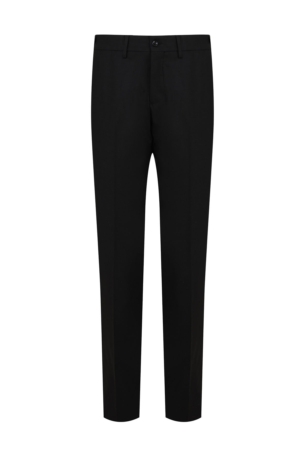 Regular Fit Low Waist Black Wool Dress Pants - MIB