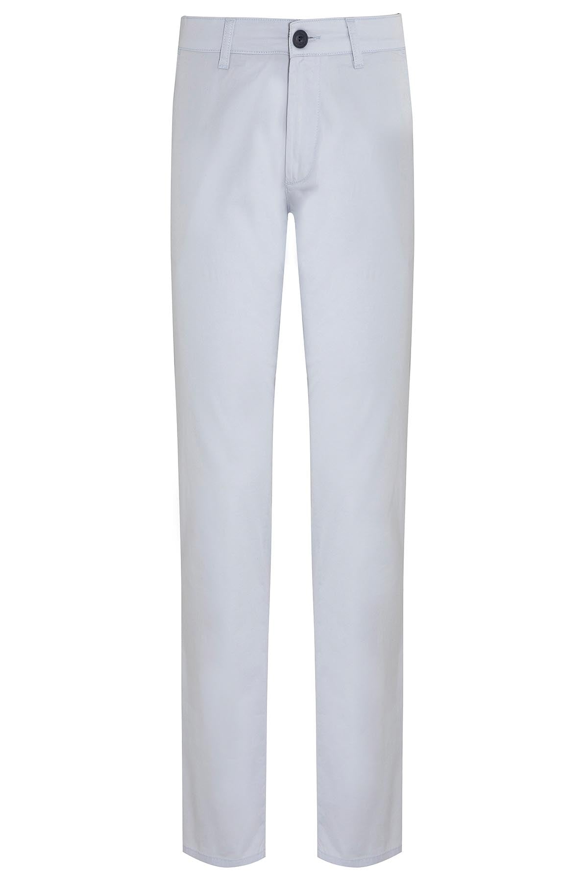 Regular Fit Low Waist Ice Blue Cotton Casual Pants - MIB