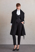 Regular Fit Meghan Belted Shawl Collar Wool Coat - MIB