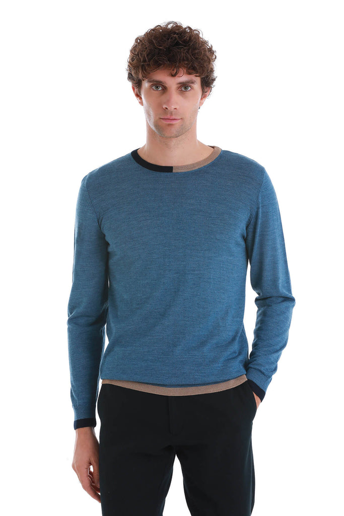 Regular Fit Modelled / Patterned Wool & Acyrlic Crewneck